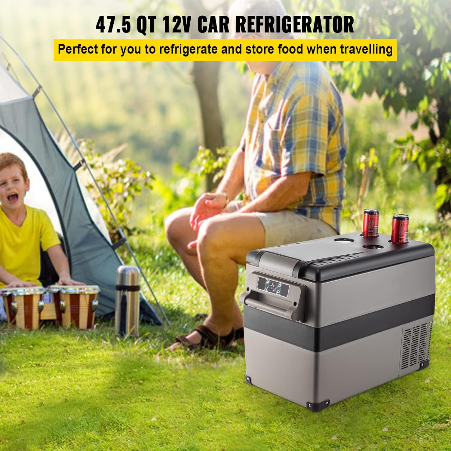 VEVOR Car Refrigerator 55 L Mini Freezer Box Cool Box Mini Fridge Car Mini Fridge -20 to 10 Degrees Centigrade for Camping Caravans Picnics Festivals