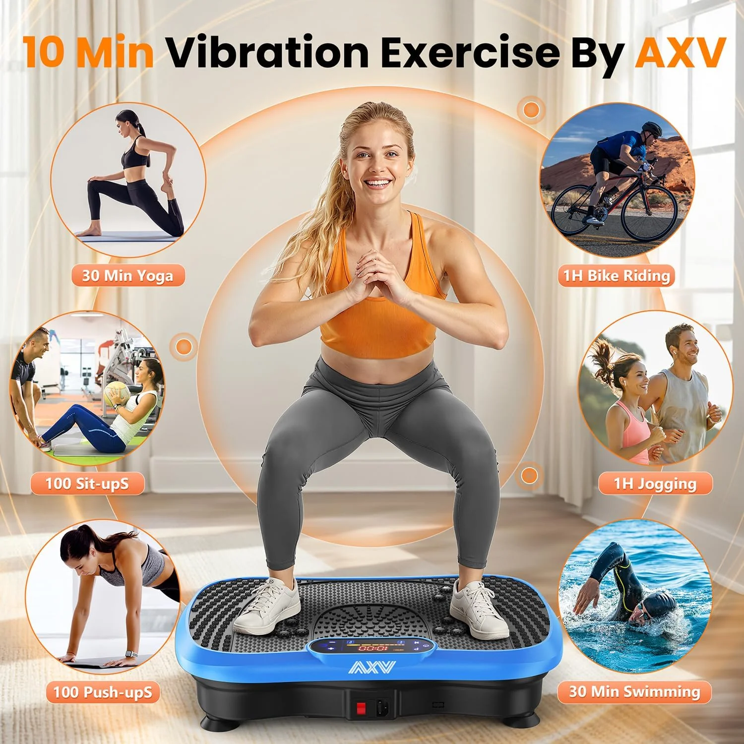 AXV Vibration Plate Fitness Platform Trainer Suitable for men and women to lose weight and burn fat at the gym