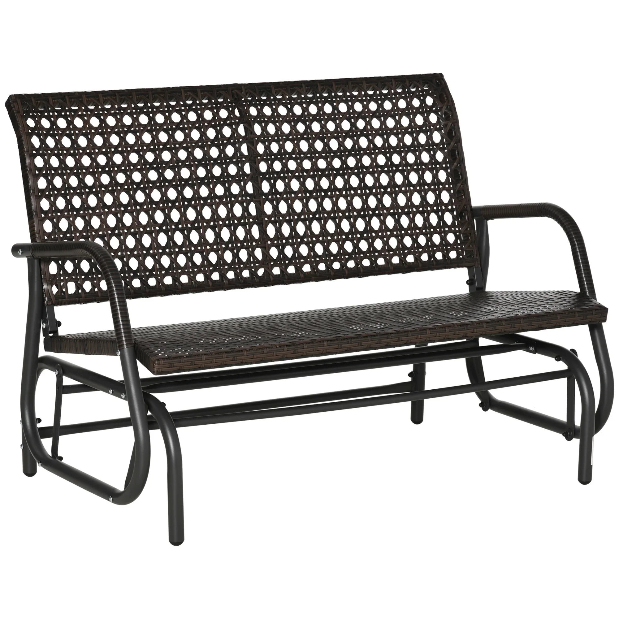 Outsunny Polyrattan Schommelbank 2-zits Bruin
