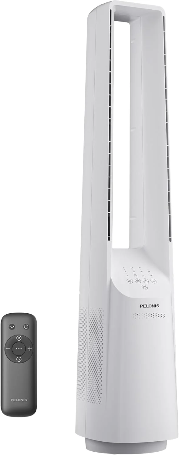 PELONIS 40 Smart Bladeless Fan for Bedrrom - Tower Fan. Alexa/Google/WiFi. DC Motor. 6 Speeds. 4 Modes. Remote. 7H Timer. 90掳 Oscillation. Safe for Home and Office