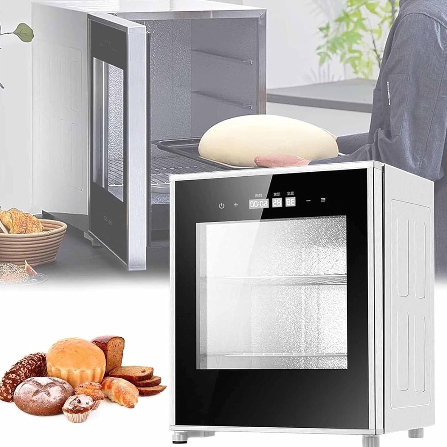 PixCy Teiggärbox,Gärschrank 40L/260W Gärinkubator Einstellbarer Temperatur,Zeit und Feuchtigkeitskontrolle für gleichmäßige Gärung,Für Brotteig & Reiswein,Backstube Zuhause