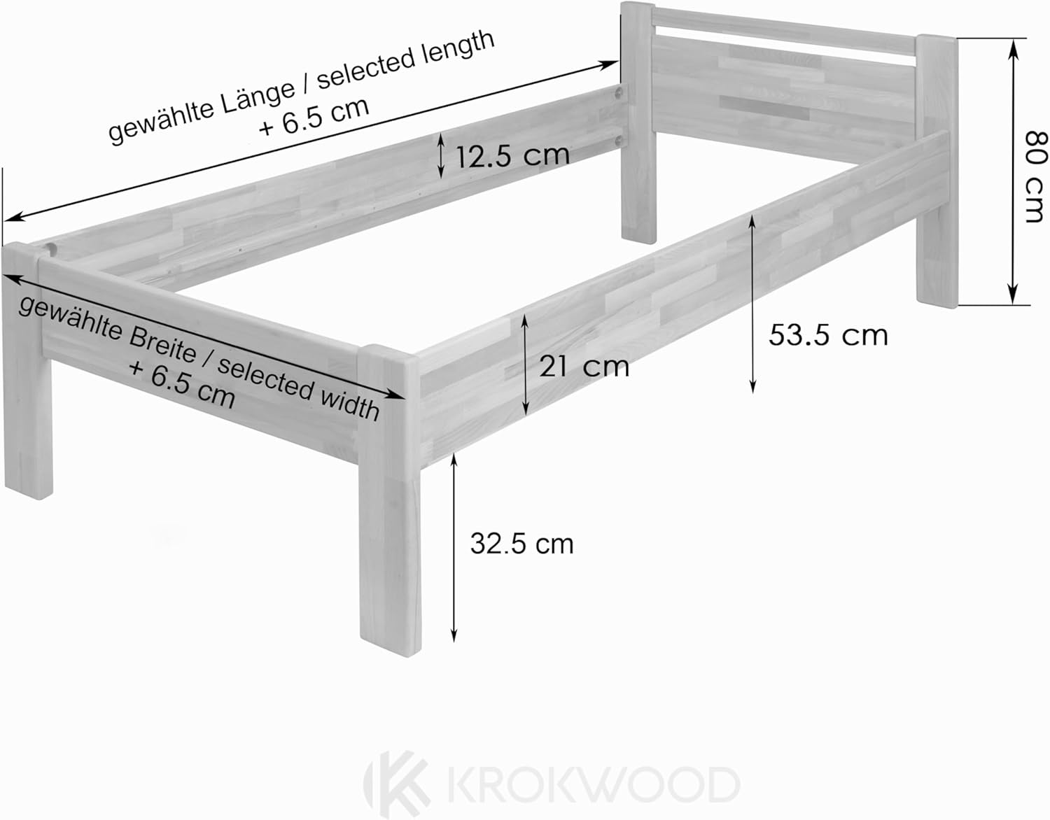 Krok Wood Seniorenbett SiSi aus Massivholz (Buche, 100 x 200 cm)