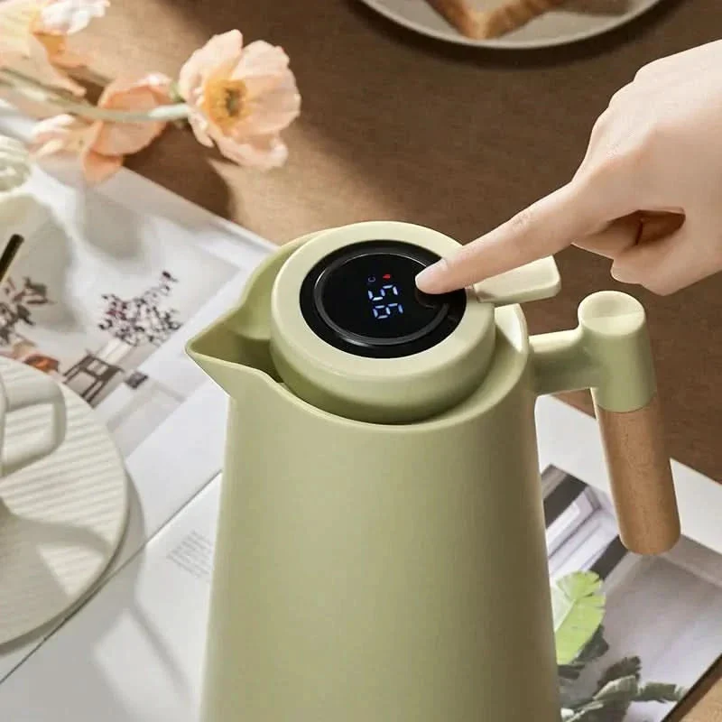 Thermoskanne mit Temperaturanzeige 1L f��r Kaffee und Tee