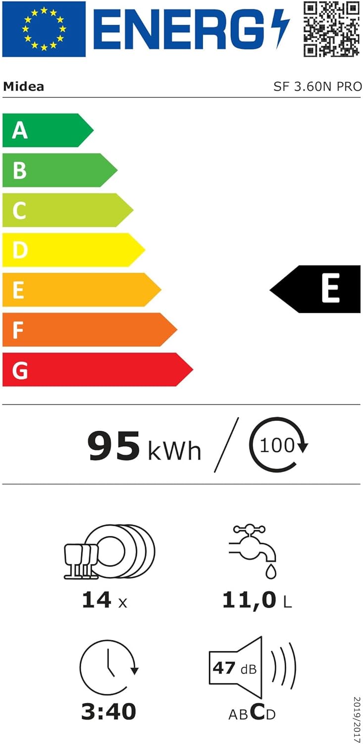 Midea Geschirrspüler Unterbau MDWEU1435XSS-W, 14 Maßgedecke, Spülmaschine 60 cm Teilintegrierbar mit WIFI, Extra Trocknung, 7 Programme, 47dB, 0-24h Startzeitverzögerung, Inox