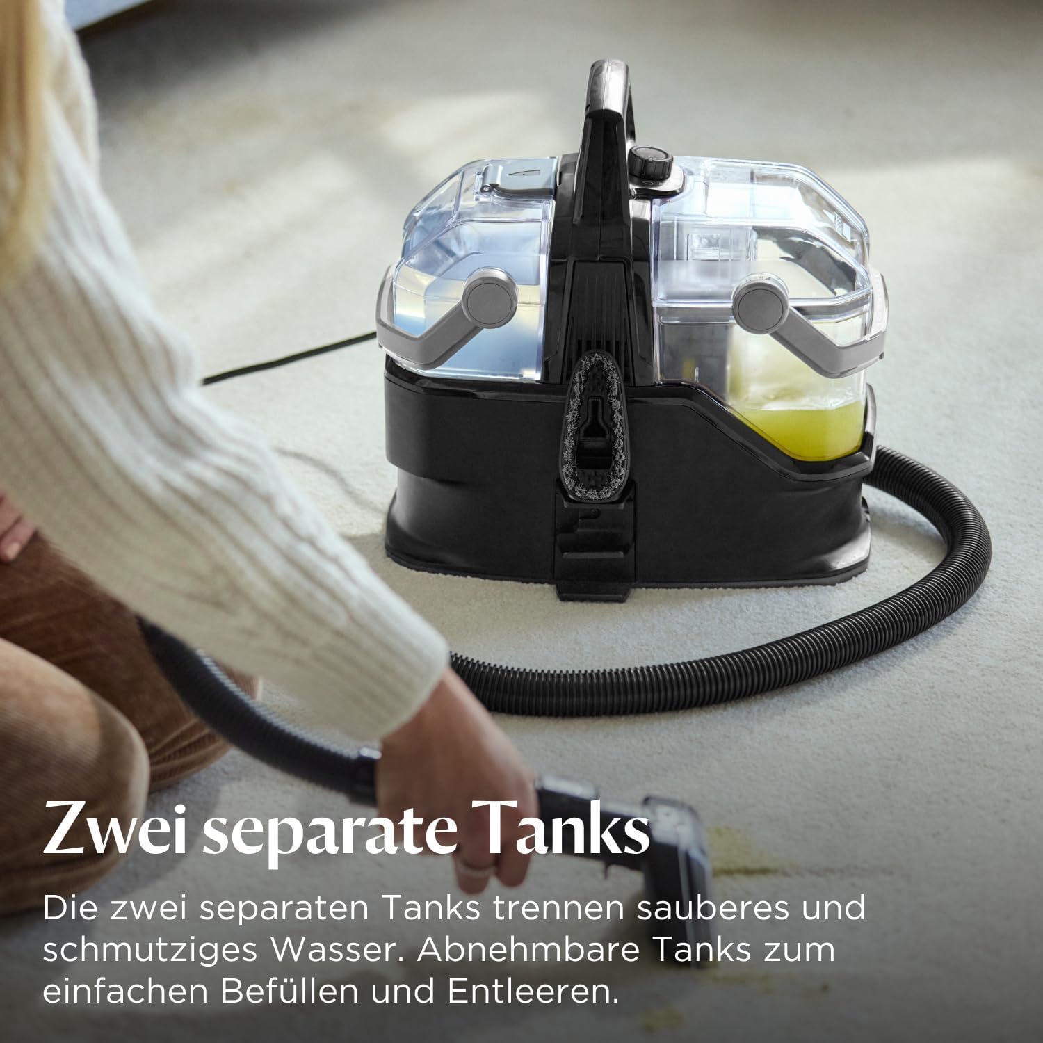 BISSELL SpotClean HydroSteam | Fleckenreiniger für Hartnckige Flecken | Dampft, Schrubbt und Saugt | Mehrflchen-Fleckenentfernung | Schnelltrocknend | Dampfmodus | HydroSteam Technologie | 3689N