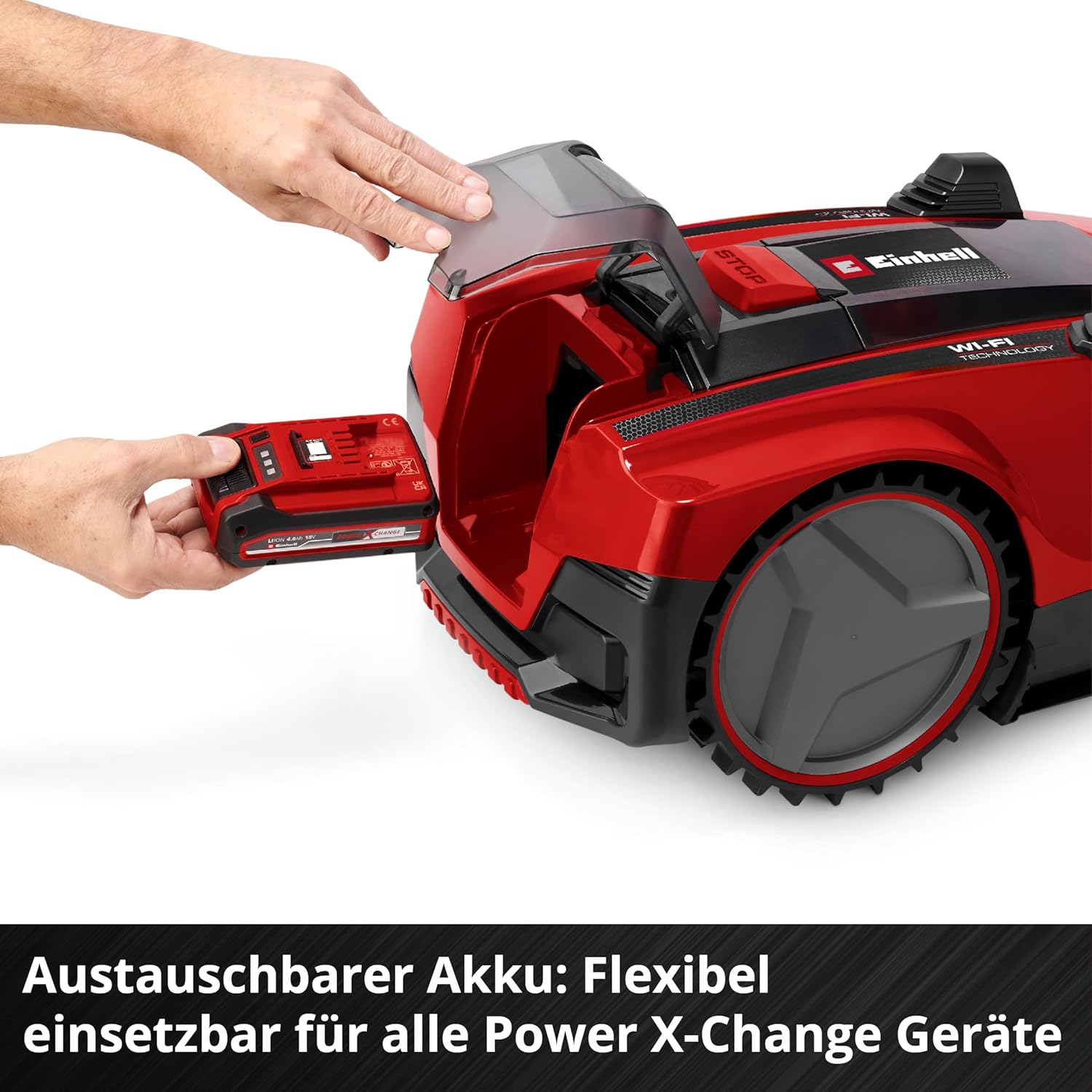 Einhell Akku-Rasenmäher RASARRO 36/38 Kit Power X-Change (36 V, 38 cm Schnittbreite, 450 m², Brushless, Mulchfunktion, 45L Fangkorb, inkl. 2x 4,0 Ah Akkus + Twincharger)