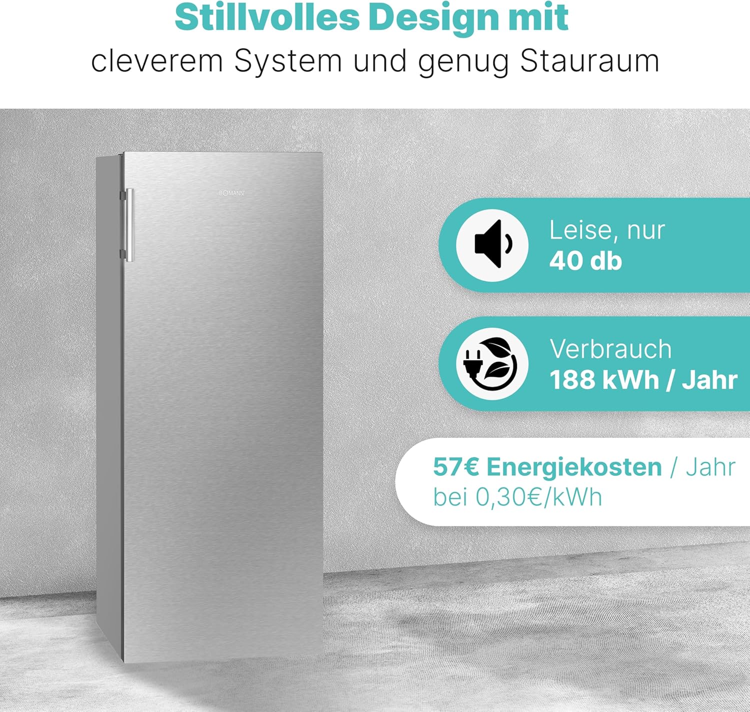 Bomann® großer Gefrierschrank freistehend | 165 Liter Nutzinhalt für Lebensmittel | 5 Schubladen | Freezer Eisschrank Froster | wechselbarer Türanschlag inkl. Eiswürfelschale | GS 7317.1 weiß
