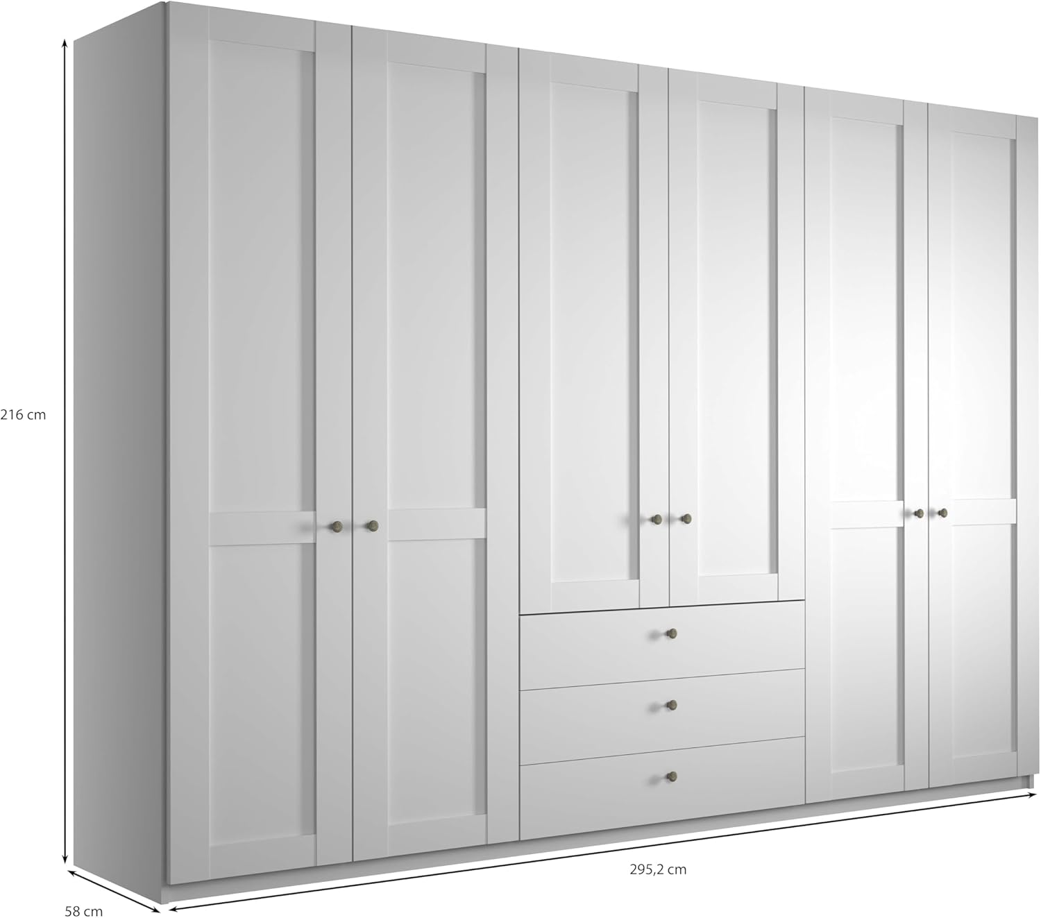 WIEMANN Drehtürenschrank mit 3 Schubkästen, Landhausstil Kleiderschrank 300cm breit, Weiß, Höhe 216cm, Marlow