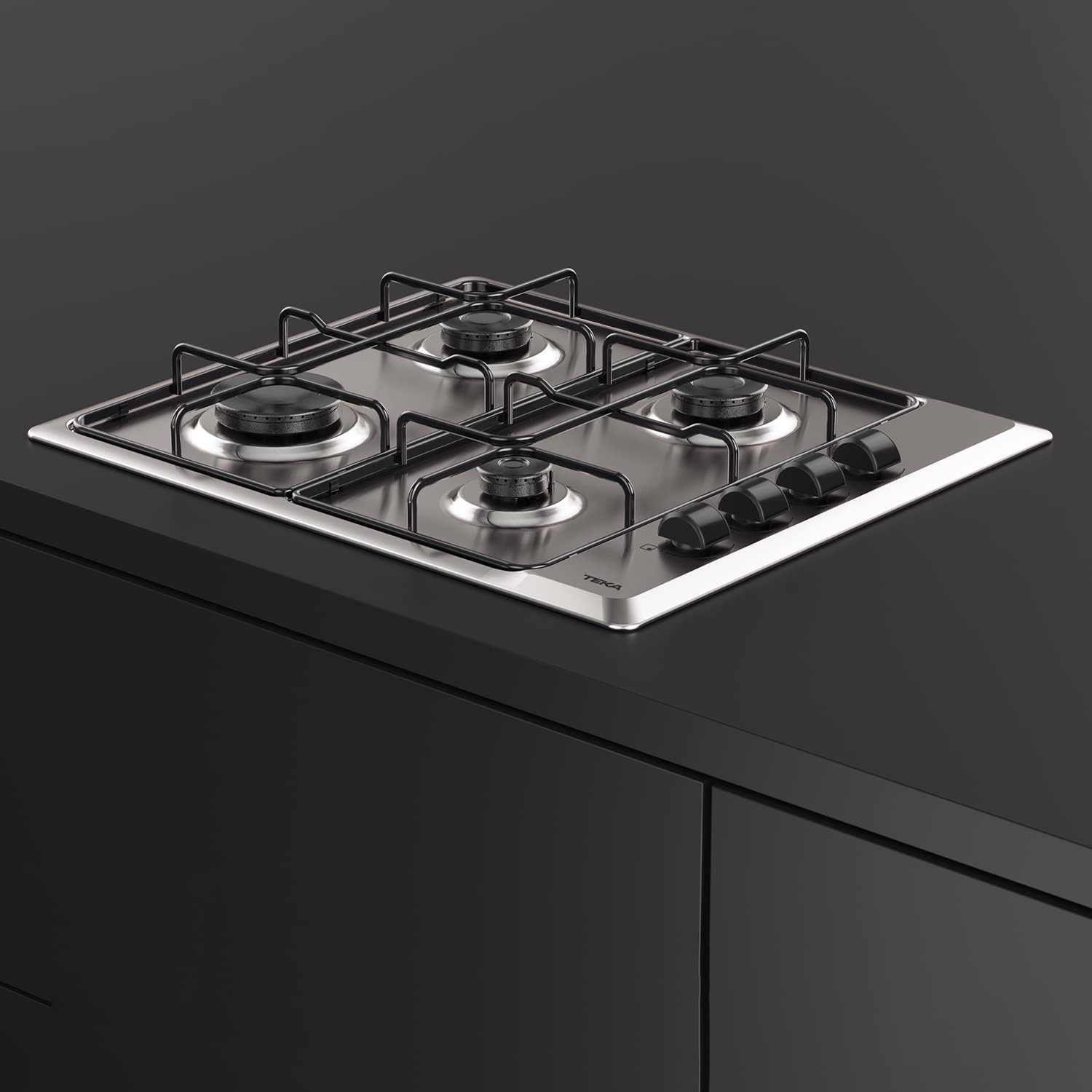 TEKA Placa de Gas Butano, 60 cm, 4 Fuegos, Mandos Ergonómicos, Seguridad Termopar, Parrillas Esmaltadas, HLX 640 KL