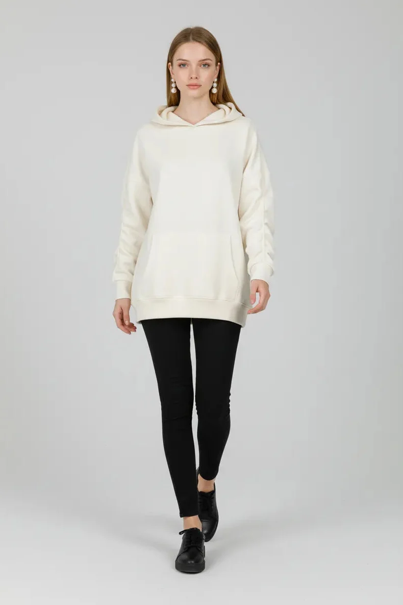 Women's plain beige hoodies