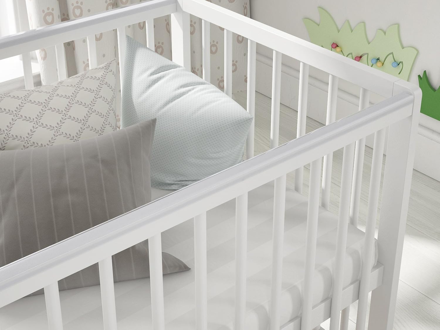 Love For Sleep Babybett Beistellbett 120x60cm mit Sicherheitsbarriere Umwandelbar und Matratze Weiß Denise Kinderbett Baby Bett Holz - Kinderbett Babybett, Mitwachsend Gitterbett Baby Bed