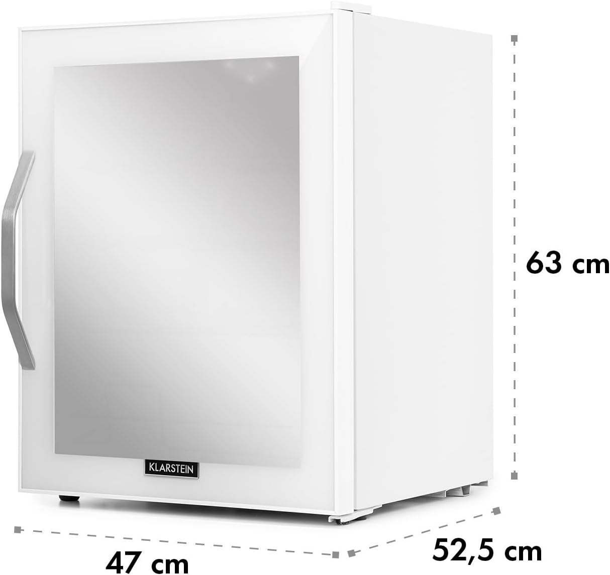 Klarstein Mini Kühlschrank mit Glastür für Zimmer, Getrnkekühlschrank mit Verstellbaren Ablagen, Kleiner 80 Liter, Indoor/Outdoor Kühlschrank Leise