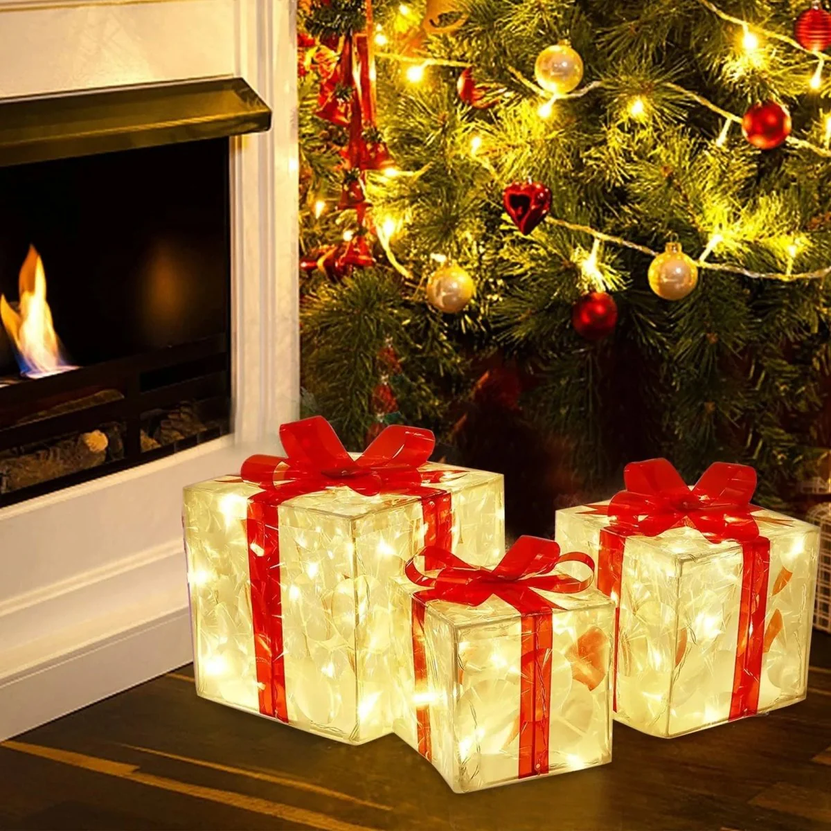 GLOWCRATE – Verlichte kerstcadeaubox met 100 LED-lampen voor feestelijke decoratie