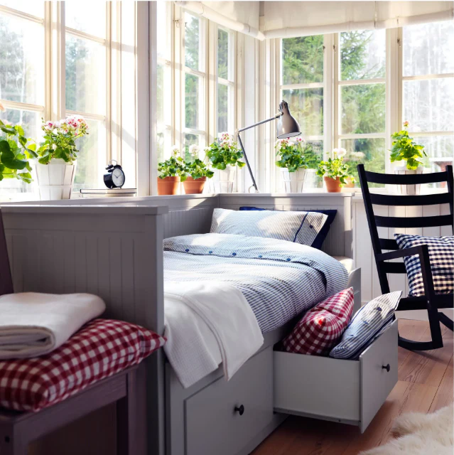 2025 IKEA HEMNES dagbed met 3 lades ?C Grijs, 80 x 200 cm, ruimtebesparend en veelzijdig