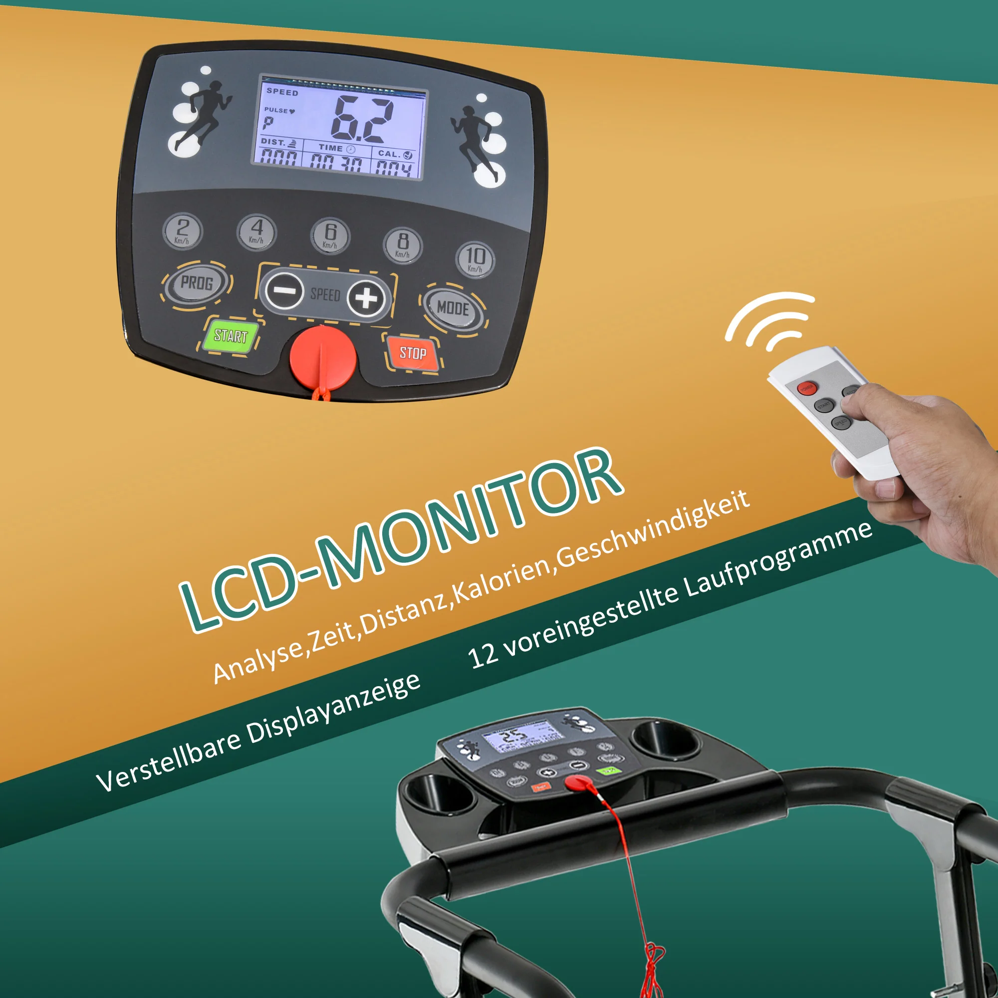 HOMCOM loopband opklapbaar elektrisch 500 W 1-12 km