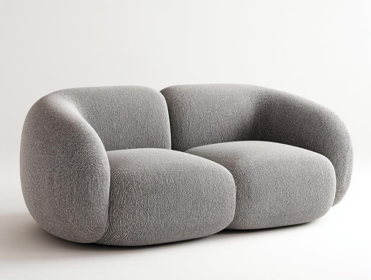 Sofa 2-Sitzer Stoffbezug 170x95x70 cm Grau Rundes Design Moderner Stil