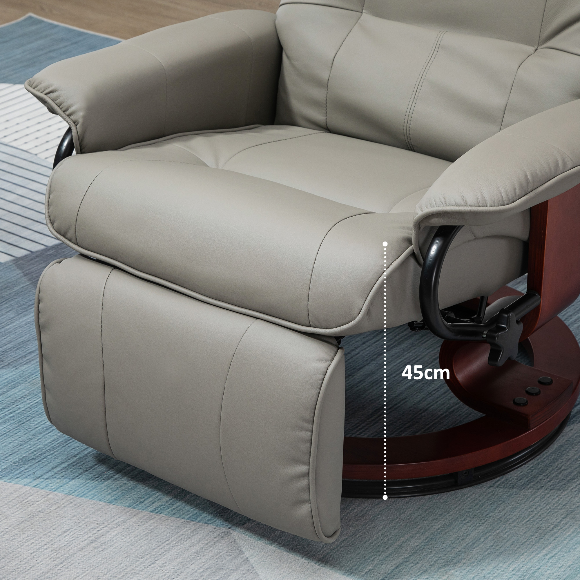 Relaxstoel Televisiestoel Ligstoel Kunstleder 360�� Draaistoel 145�� Kantelbaar Grijs 78 x 87 x 100 cm