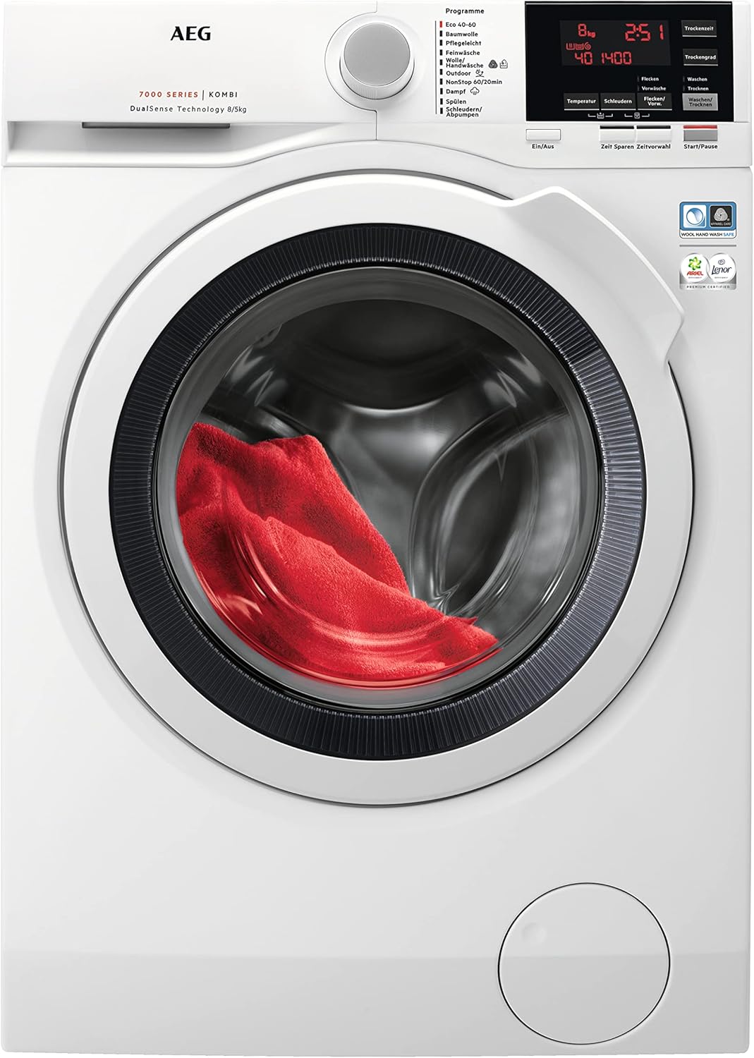 AEG L7WBA60680 Waschtrockner / DualSense - schonende Pflege / 8 kg Waschen / 5 kg Trocknen / D / energiesparend / Mengenautomatik / Nachlegefunktion / ProSteam - Auffrischfunktion / 1600 U/min