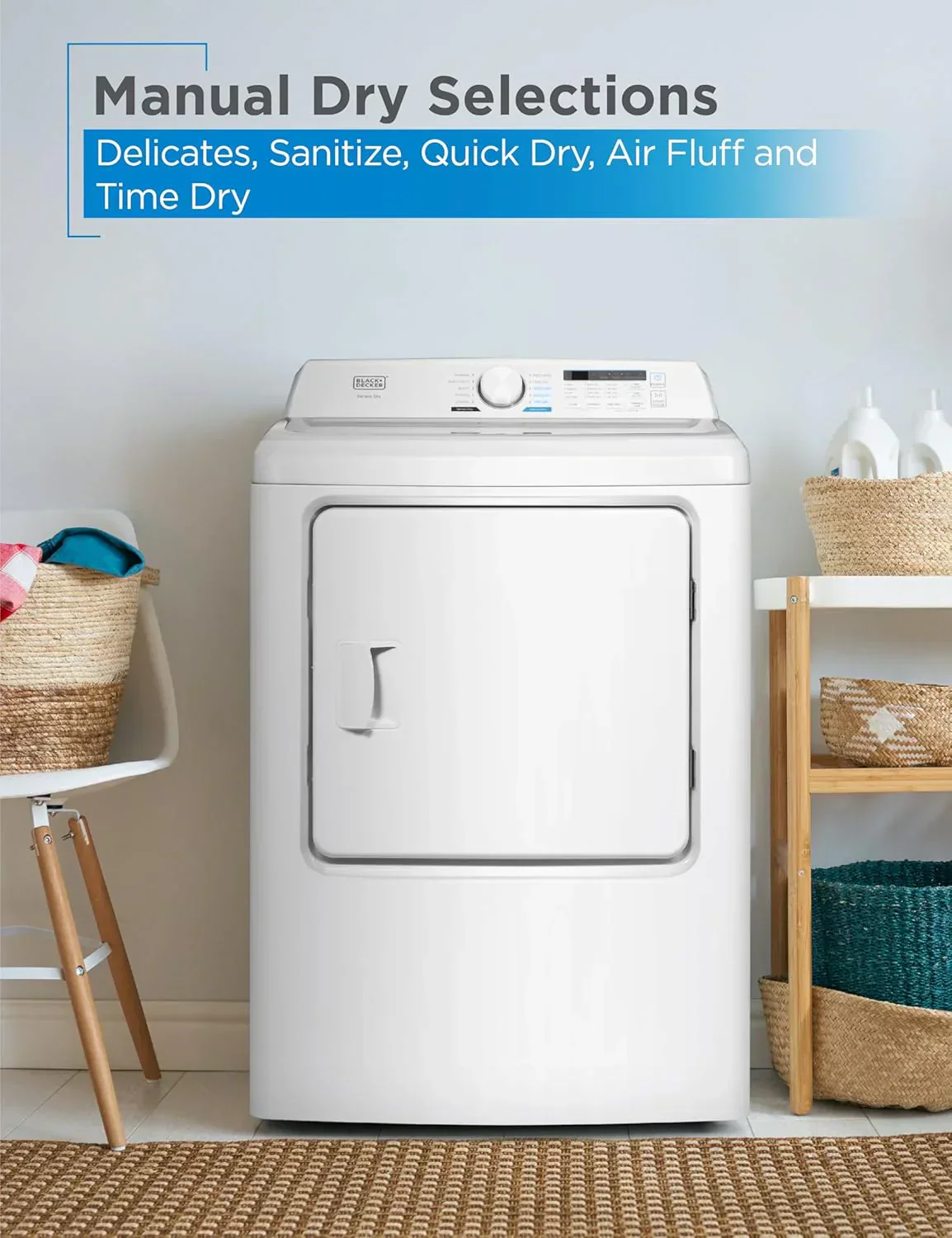 Compact Clothes Dryer 1.5 Cu. Ft. 850W Electric Dryer 120V Vented Dryer Stainless Steel Drum