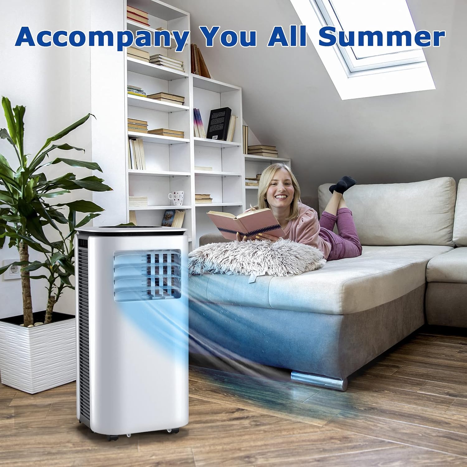 ARLIME 9.000 BTU (6500 BTU SACC) Tragbarer Luftentfeuchter Klimaanlage, tragbare AC-Einheit mit Fernbedienung, kühlt bis zu 350 Quadratmeter, Boden-Klimaanlage mit Fenster-Kit für Zimmer, Büro