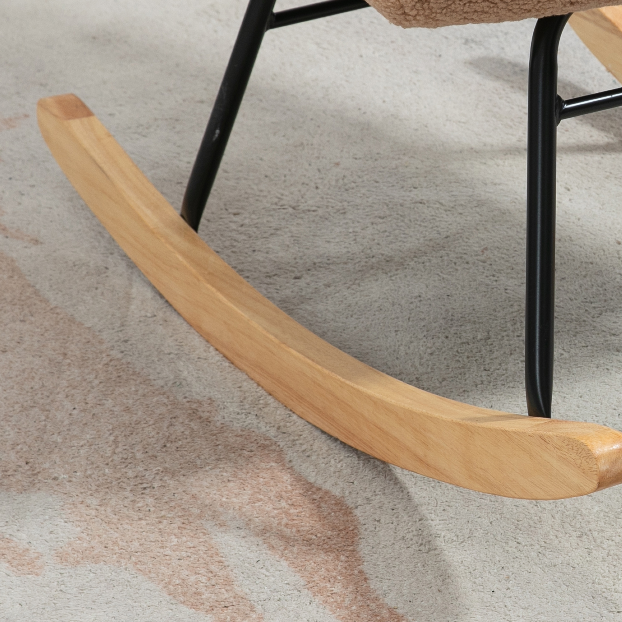 Schommelstoel in Retro-Design, Massief Hout, Stoel, Relaxstoel, 92 cm x 71 cm x 101 cm, Bruin
