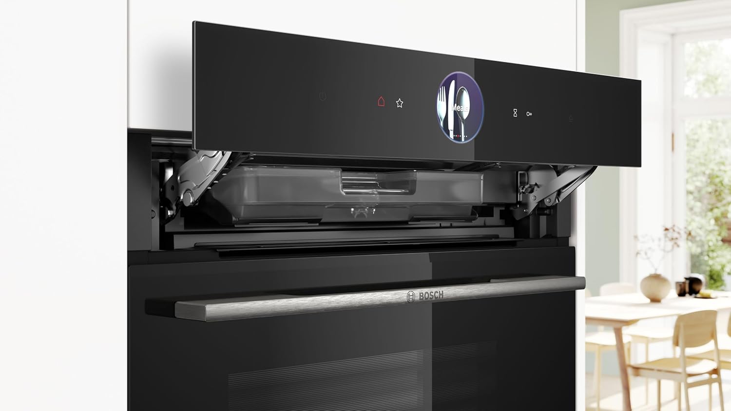 CSG7361B1, Smarter Serie 8 Einbau-Kompaktdampfbackofen, 60 x 45 cm, 1 L Wassertank, Schwarz, Made in Germany, Selbstreinigung, Air Fry, Farb-Display, 4D Heißluft, Assist, Pizzastufe