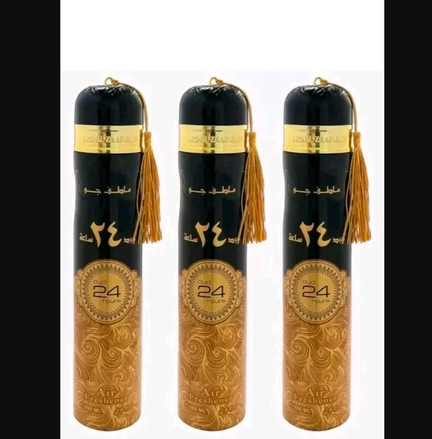 Ard Al Zaafaran oud 24 Hour 300ml X 3 air freshener room spray arabia Scent Car