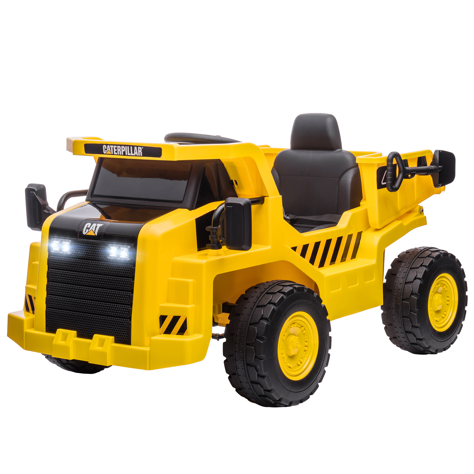 AIYAPLAY Elektrische Kindergraafmachine, Caterpillar Kipper, 3-5 km/u, met Afstandsbediening, 3-6 Jaar, Geel