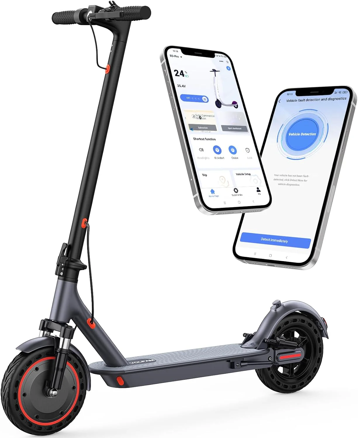Electric Scooter. 350W/500W Powerful Motor. 8.5/10 Solid Tires. 19/22Mph. 28/21/12 Miles Range.Dual Braking