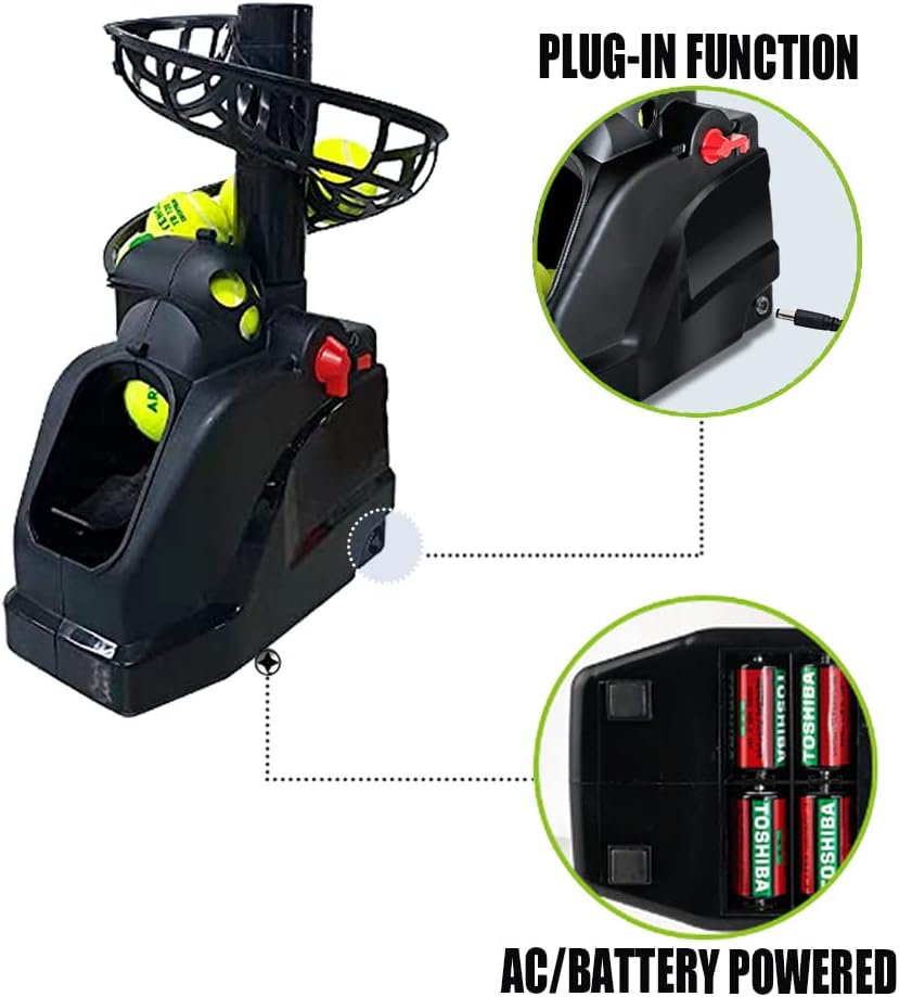 Tennis Maschine Mit Netz (12lb),Pickle bällewurfmaschinen Set für selbsttraining,Anfänger/Kinder/Trainer/Zuhause/Gericht, für alle Stufen/Alter,AC&Batterie&USB-Kabel