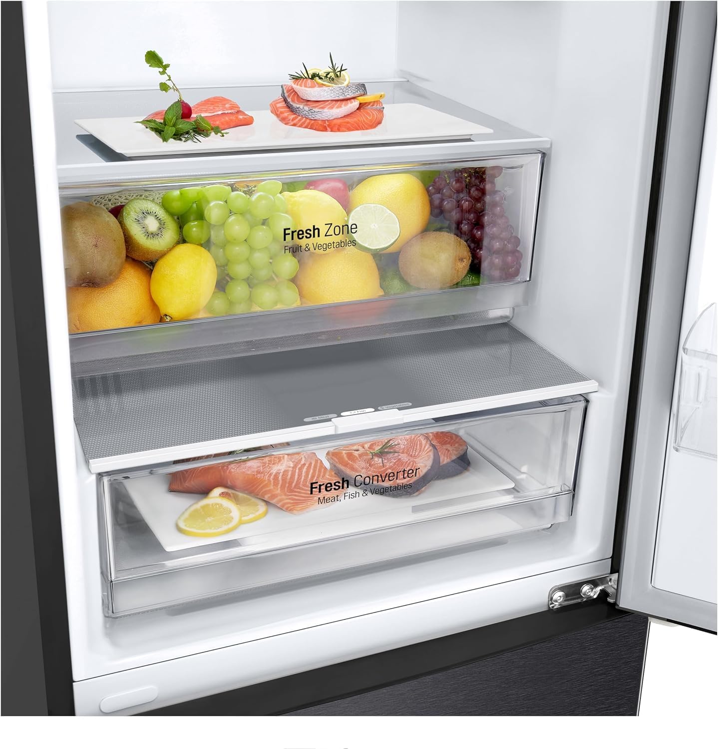 LG GBP62MCNAC Kühl-Gefrierkombi – 384 L, Energieeffizienz A, Total NoFrost, DoorCooling+, niedriger Geräuschpegel, modernes Design in Anthrazit Schwarz, 59,5 x 67,5 x 203 cm