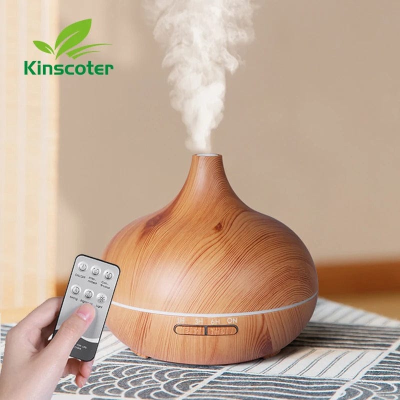500ml Ultrasonic Essential Oil Diffuser ¨C Wood Grain Aromatherapy Humidifier with Remote Control & 7-Color LED Light