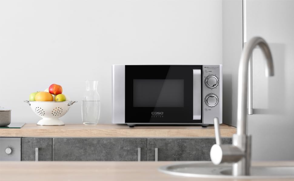 CASO MG 25 Ecostyle Ceramic - Testsieger Haus & Garten Test, Mikrowelle mit Grill, größere Nutzfläche dank CASOTEK Boden, 25 Liter, Garen auf zwei Ebenen