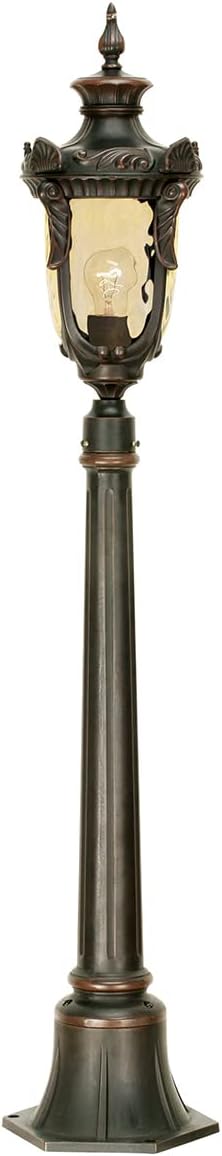 meineWunschleuchte Hochwertige Wegeleuchte im Jugendstil mit Schirm aus Amberglas, Höhe 117cm