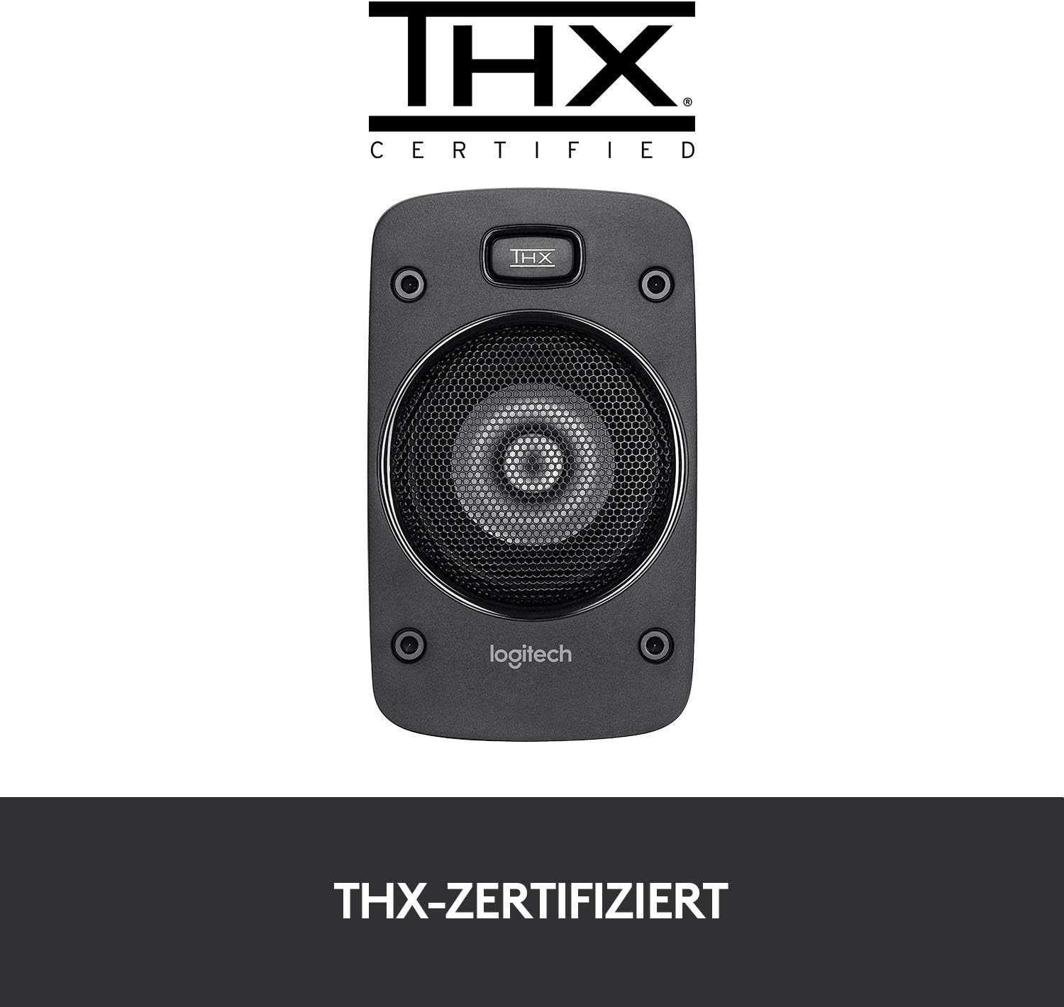 Logitech Z906 5.1 Sound System, Lautsprecher mit 1000 Watt Surround Sound, THX, Mehrere Audio-Eingänge, Fernbedienung, EU Stecker, PC/PS4/Xbox/Stereo-Anlage/TV/Smartphone/Tablet - Schwarz