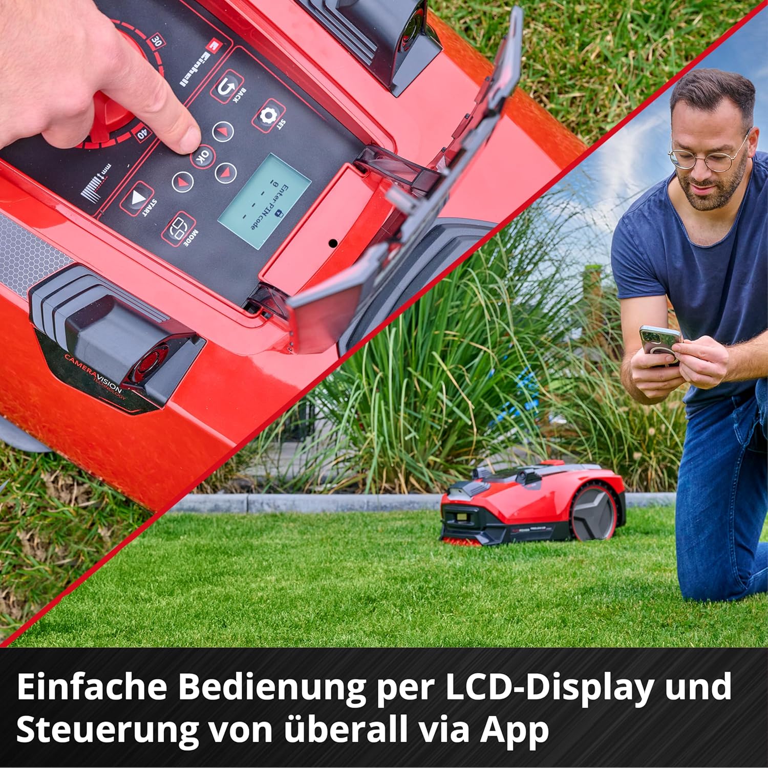 Einhell Mähroboter FREELEXO CAM Plus 600 Power X-Change (18 V, Kamera statt Begrenzungsdraht, für 600 m2, WiFi, Brushless, bis 25% Steigung, inkl. 4,0 Ah Plus Akku)
