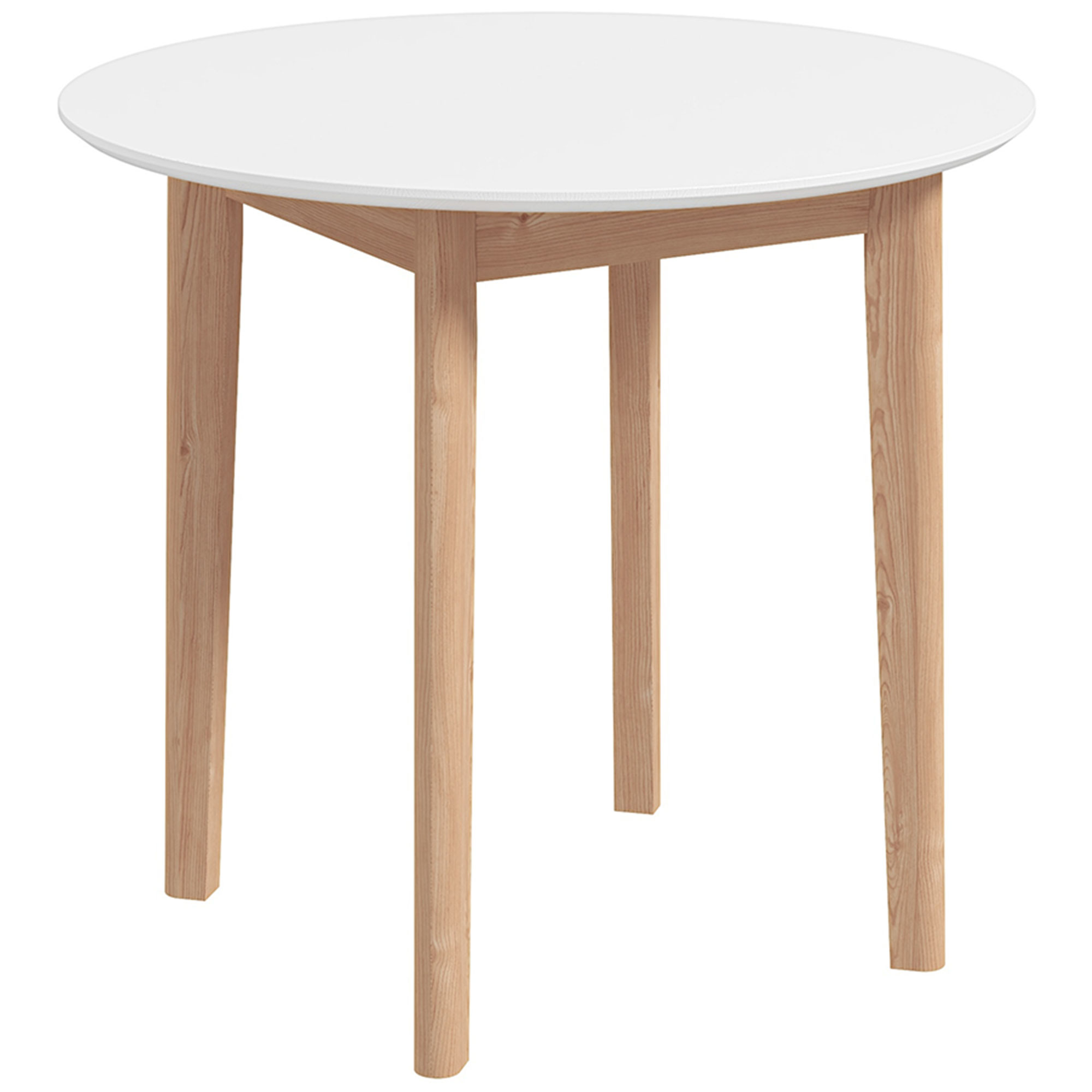 Eettafel Keukentafel Ronde Tafel, Scandinavisch Design, 75 cm x 75 cm x 76 cm, Wit + Natuur