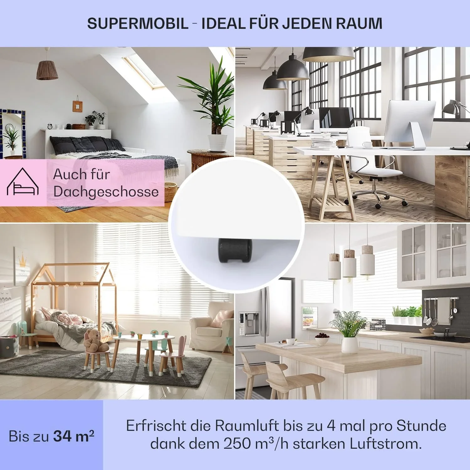 Klarstein Mobile Klimaanlage mit Abluftschlauch, 3-in-1 Klimager?t mit Ventilator, Luftentfeuchter & Nachtmodus, Kleine & Portable Klimaanlage f��r Wohnung & B��ro, 12000 BTU Niedrig Verbrauch
