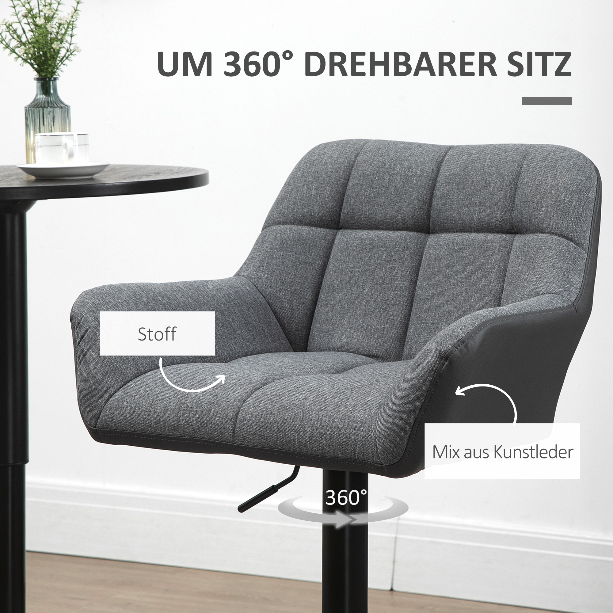 barkrukken, set van 2, tegenkrukken, in hoogte verstelbaar, draaibaar, in retro-design
