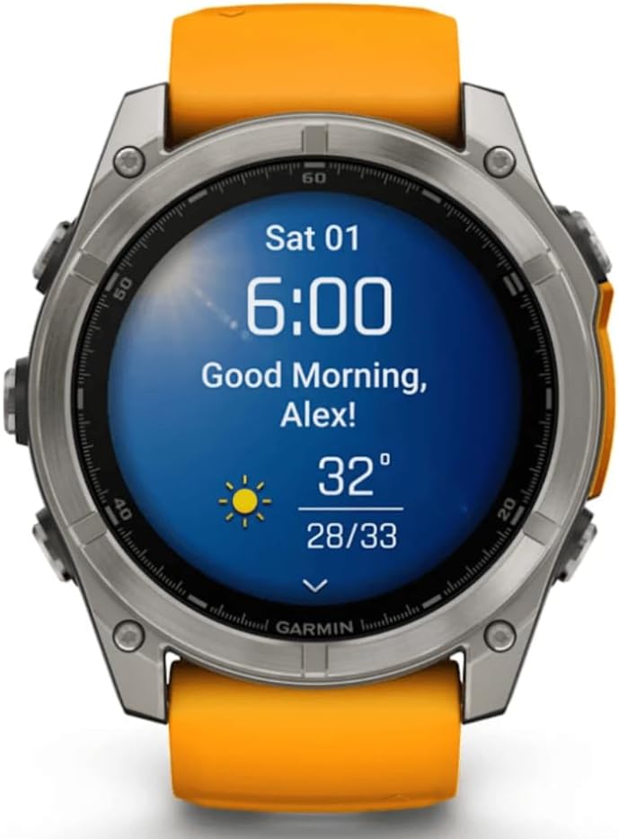 Fenix 8–51 mm, AMOLED, Saphir-Titan, mit Sparkorange/Graphit-Silikonband