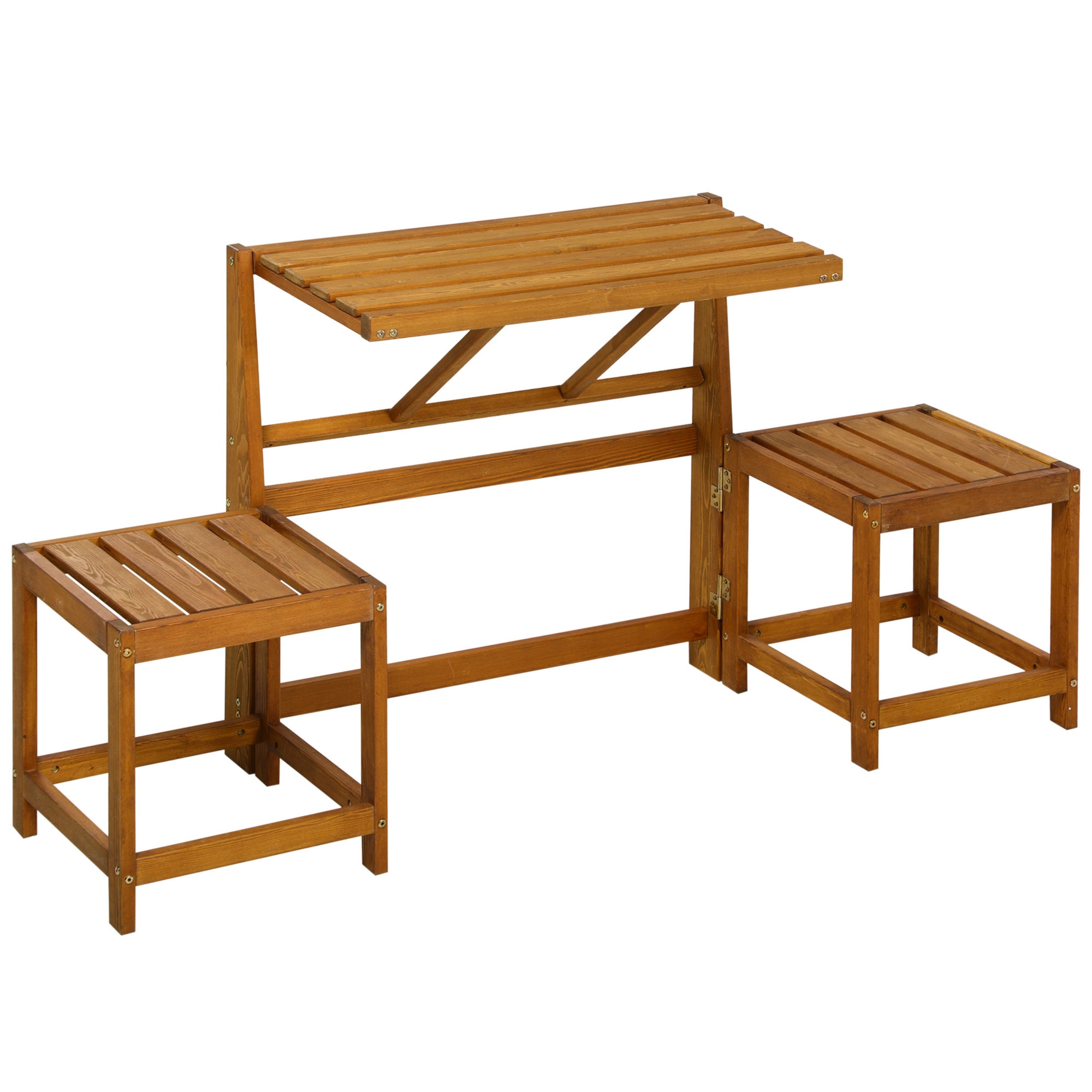 tuinbank, 2-in-1 parkbank, tuinmeubelset voor 2 personen teak