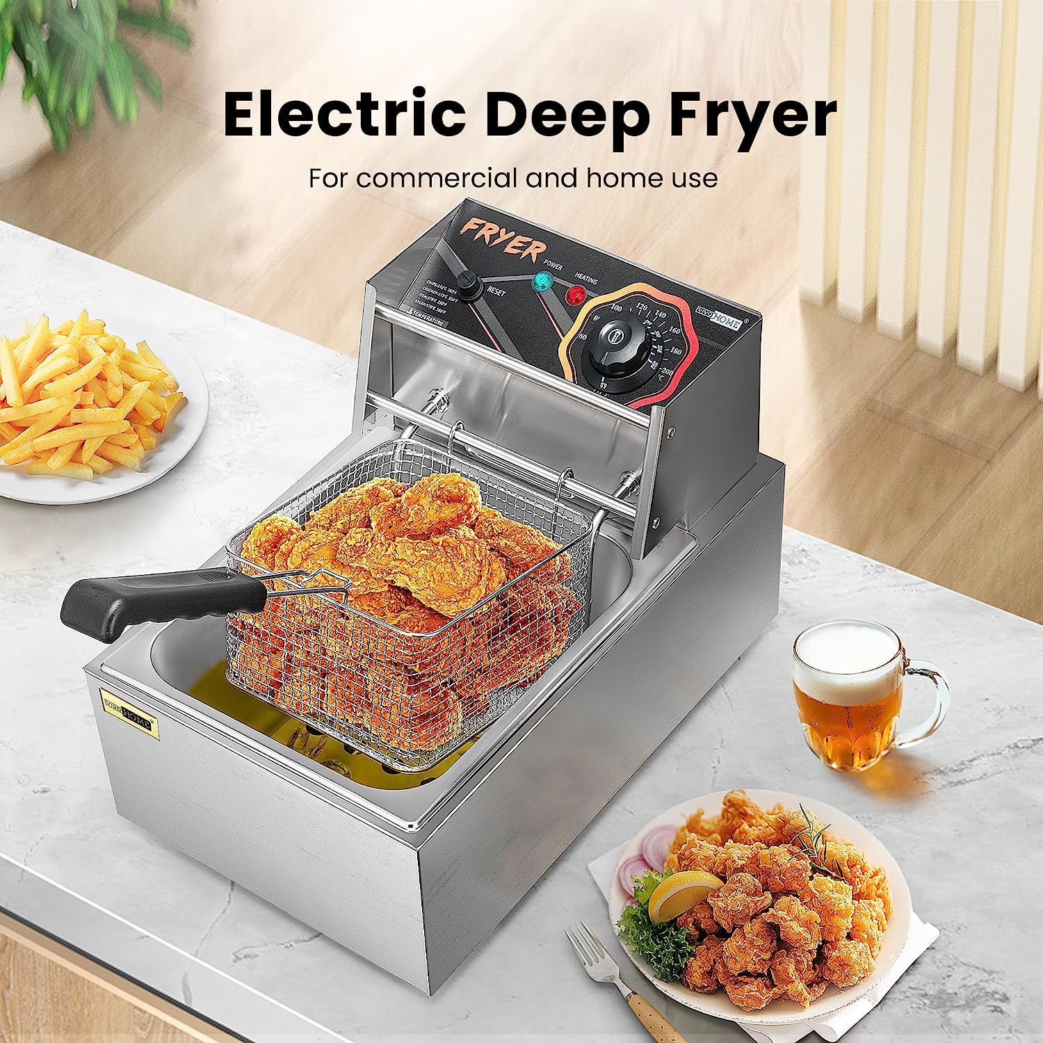 2025 2500W Elektrische Friteuse met Mand �C Snelle Verwarming, Grote Capaciteit en Gemakkelijke Reiniging