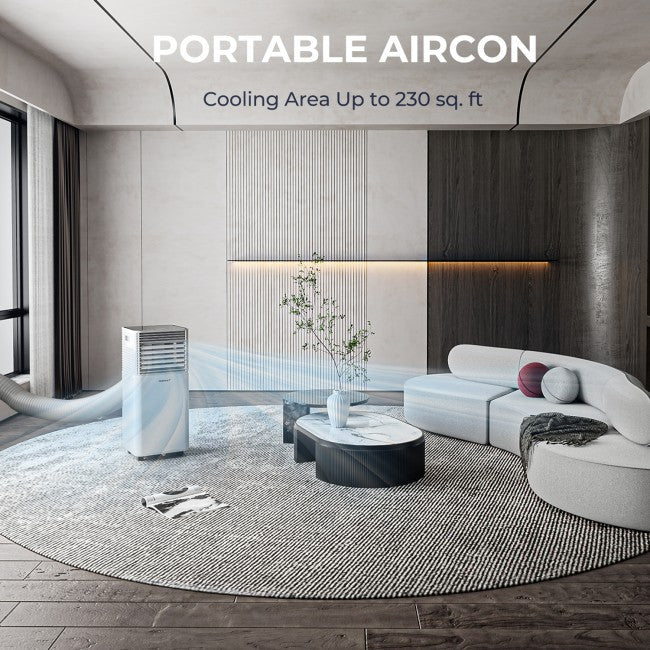Aire Acondicionado Portátil 3 en 1 de 8000 BTU con Deshumidificador y Modo Ventilador