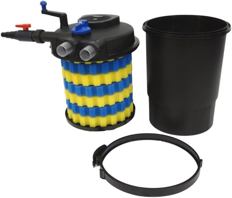 AquaOne Druckteichfilter CPF-30000 I Teichfilter für Teiche bis 60.000 Liter I Bio Teich Filter inkl.55 Watt UVC Klärer mit Kurbelreinigung I schwebealgenfreies klares Wasser