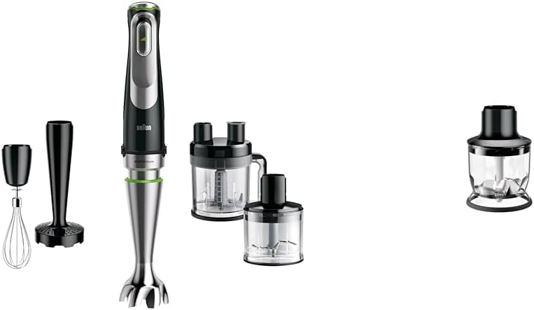Braun MultiQuick 9 MQ 9187XLI Stabmixer – Pürierstab mit Active PowerDrive Technologie und 5 Zubehrteilen zum Zerkleinern, Stampfen, Rühren und Ice-Crushen, 1200 Watt, schwarz/Edelstahl