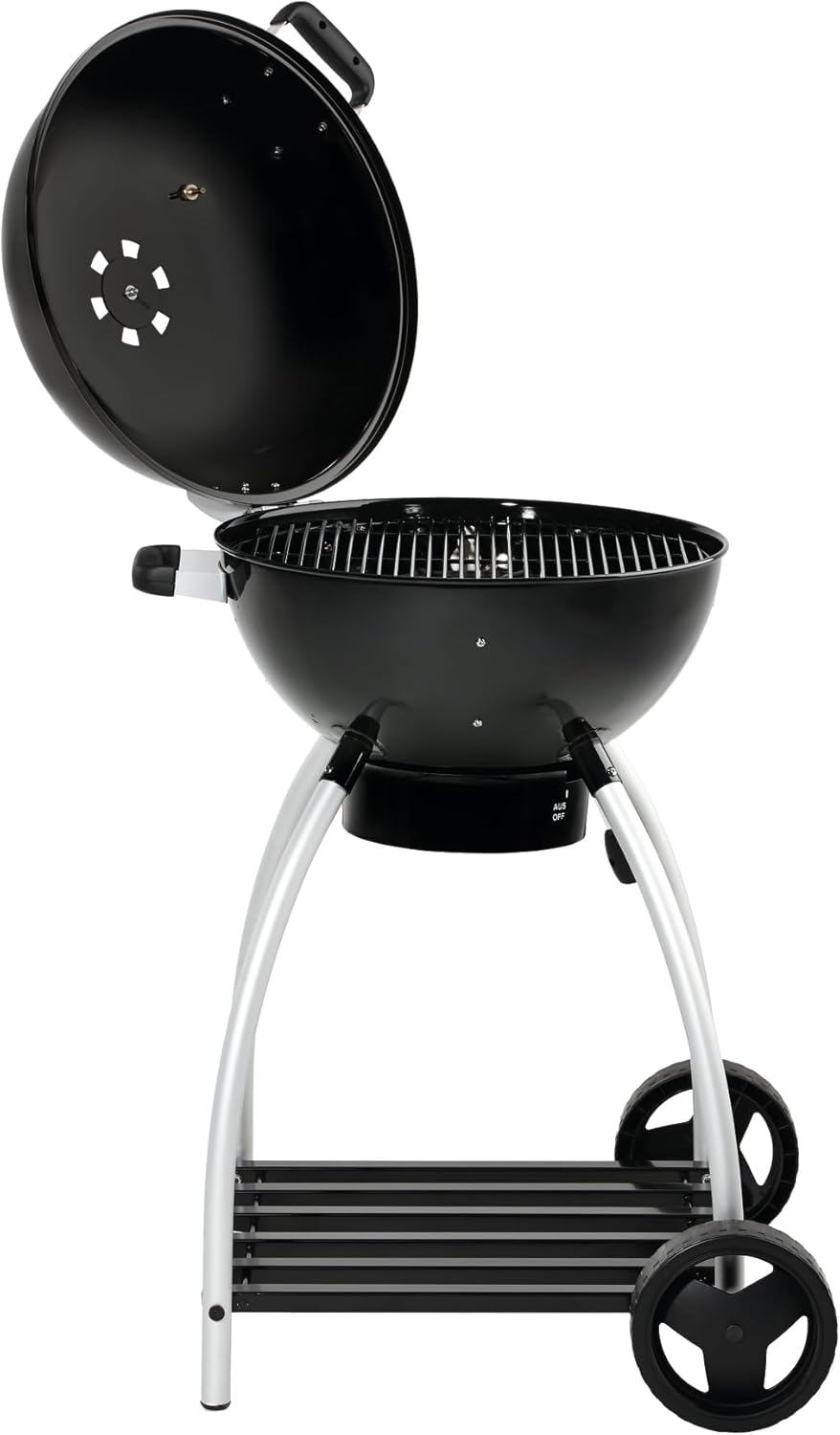 RÖSLE Holzkohle-Kugelgrill No.1 Sport F50, Hochwertiger Kohlegrill mit einstellbarer Luftzufuhr, Deckelscharnier, Deckelthermometer, stabiler Ablage, extra großer Grillfläche und Grillraum