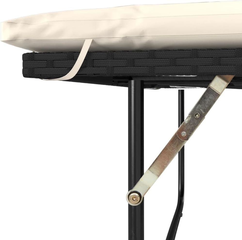 vidaXL Gartensofa 2-Sitzer, Outdoor Sofa mit Hocker mit Staufach, Gartenmöbel mit Kissen, Gartensessel Gartenbank, Schwarz Poly Rattan VC9087349