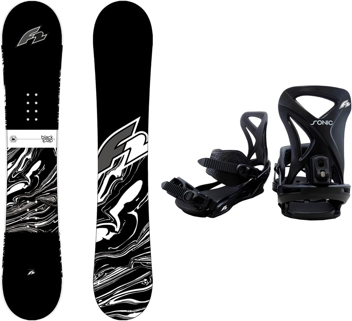F2 Set Snowboard Blackdeck Schwarz + Sonic Pro Bindung Größen wählbar