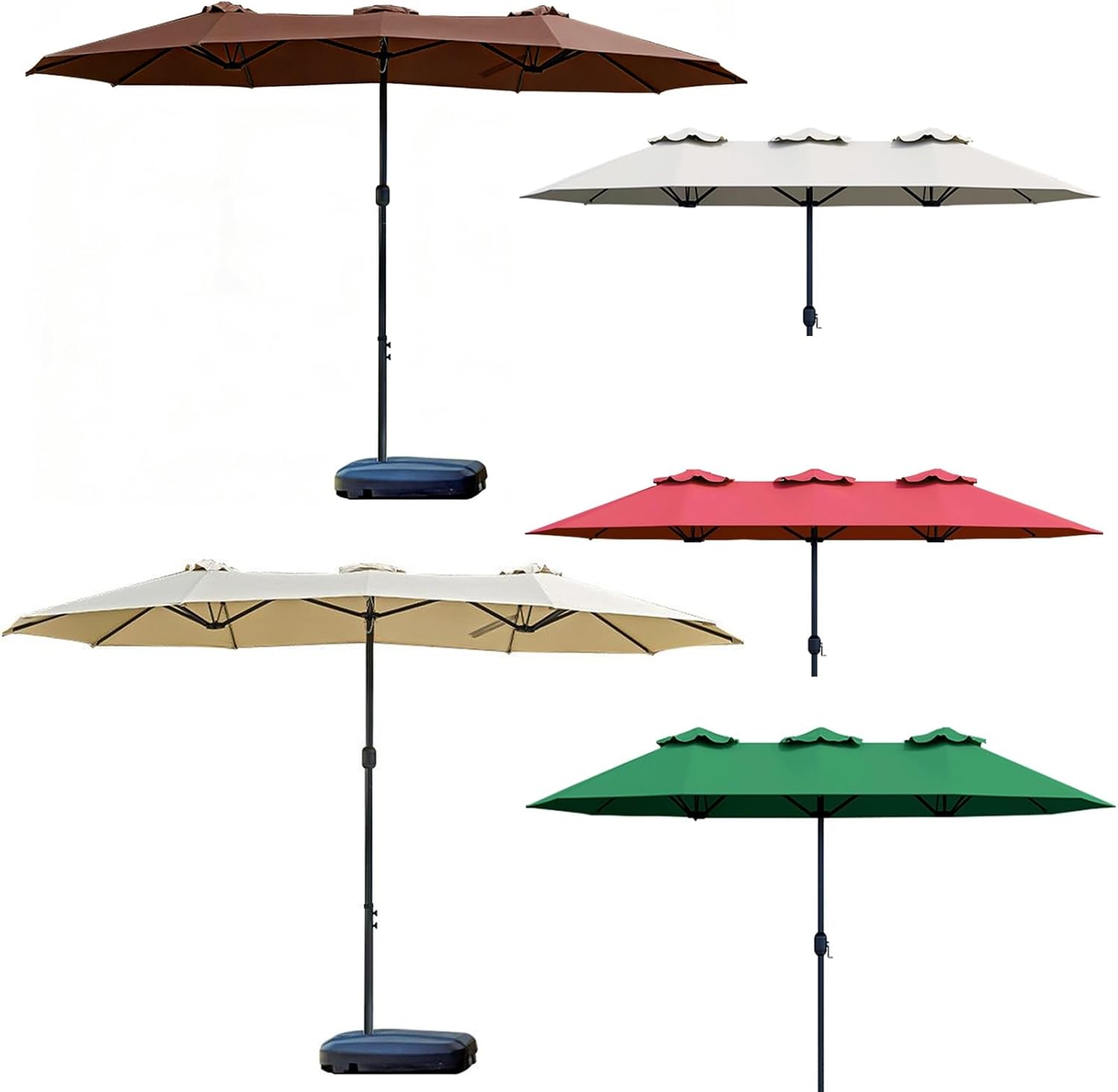 Tragbarer Terrassenschirm for Den Außenbereich, Mit Sockel, Großer Außenschirm, Faltbar Und Tragbar, for Rasen, Garten, Hinterhof Und Pool(White,Small Base)