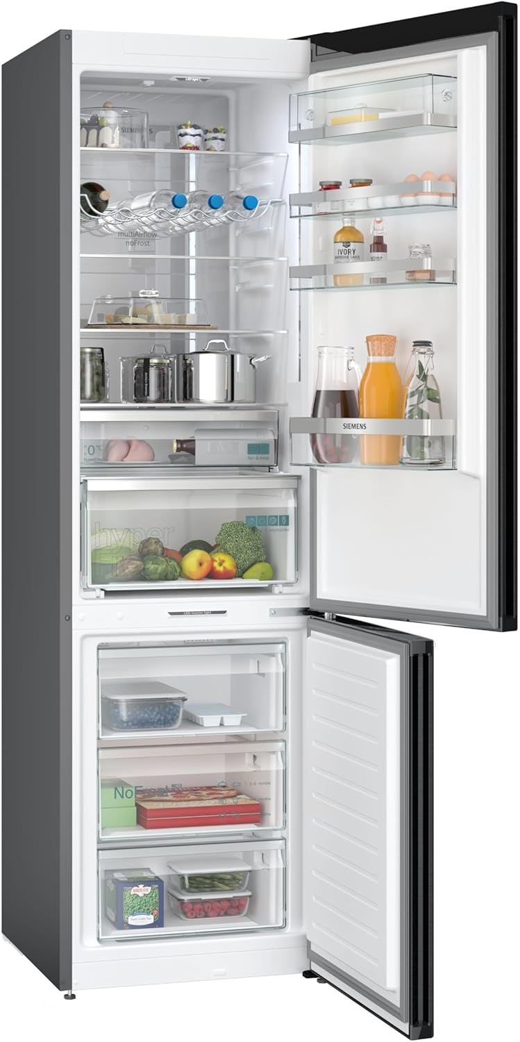 SIEMENS KG39EAICA iQ500 Kühl-Gefrier-Kombination, 201 x 60 cm, 249 L Kühlen + 94 L Gefrieren, LowFrost seltener abtauen, LED-Beleuchtung gleichmige Ausleuchtung, BigBox Platz für groes Gefriergut